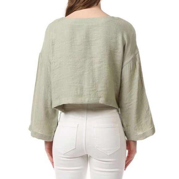 New Blue Pepper Green Boxy Croped Top Blouse M Junior Girls 3/4 Sleeve - Picture 3 of 6